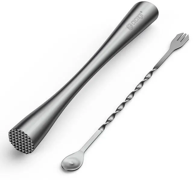 Main image of 10 Inches Stainless Steel Muddler and Mixing Spoon for Cocktails, Bar Tools and Accessories - Create Delicious Mojitos and Other Fruit Based Drinks