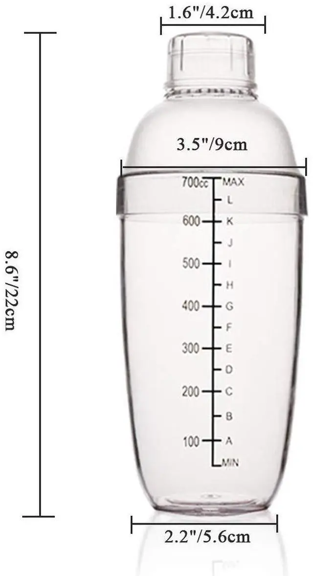 Alt view image 2 of 7 - Plastic Cocktail Shaker, Hand Drink Mixer Boba Tea Shaker Cup with Scales,Bar Tool Transparent (24 oz / 700cc)