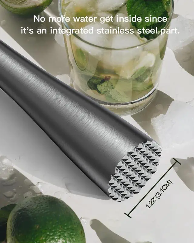 Alt view image 2 of 7 - 10 Inches Stainless Steel Muddler and Mixing Spoon for Cocktails, Bar Tools and Accessories - Create Delicious Mojitos and Other Fruit Based Drinks