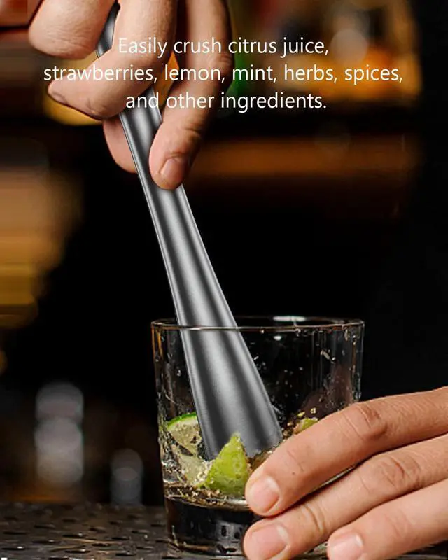 Alt view image 3 of 7 - 10 Inches Stainless Steel Muddler and Mixing Spoon for Cocktails, Bar Tools and Accessories - Create Delicious Mojitos and Other Fruit Based Drinks