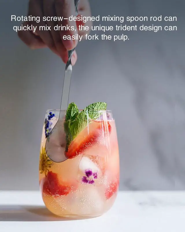 Alt view image 6 of 7 - 10 Inches Stainless Steel Muddler and Mixing Spoon for Cocktails, Bar Tools and Accessories - Create Delicious Mojitos and Other Fruit Based Drinks