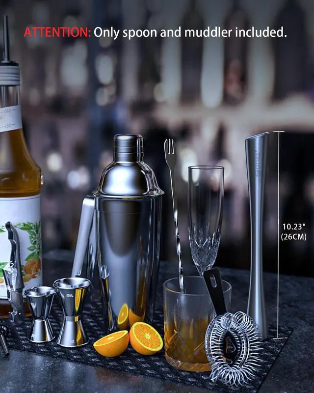 Alt view image 7 of 7 - 10 Inches Stainless Steel Muddler and Mixing Spoon for Cocktails, Bar Tools and Accessories - Create Delicious Mojitos and Other Fruit Based Drinks