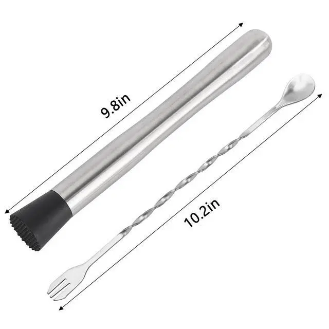 Alt view image 2 of 7 - Muddlers for Cocktail Mixing Spoon Set of 6, 9.8 Inch Muddlers 304 Stainless Steel Fruit Crusher Mixing Spoon Ice Crusher for Bar Party and Home