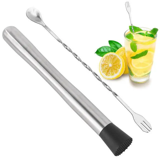 Alt view image 4 of 7 - Muddlers for Cocktail Mixing Spoon Set of 6, 9.8 Inch Muddlers 304 Stainless Steel Fruit Crusher Mixing Spoon Ice Crusher for Bar Party and Home