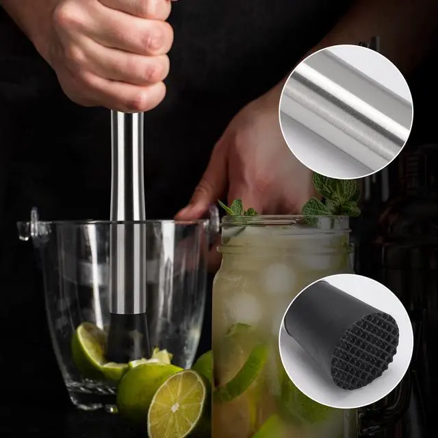 Alt view image 7 of 7 - Muddlers for Cocktail Mixing Spoon Set of 6, 9.8 Inch Muddlers 304 Stainless Steel Fruit Crusher Mixing Spoon Ice Crusher for Bar Party and Home