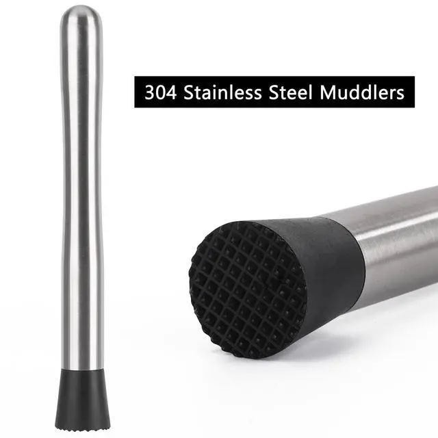 Alt view image 5 of 7 - Muddlers for Cocktail Mixing Spoon Set of 6, 9.8 Inch Muddlers 304 Stainless Steel Fruit Crusher Mixing Spoon Ice Crusher for Bar Party and Home
