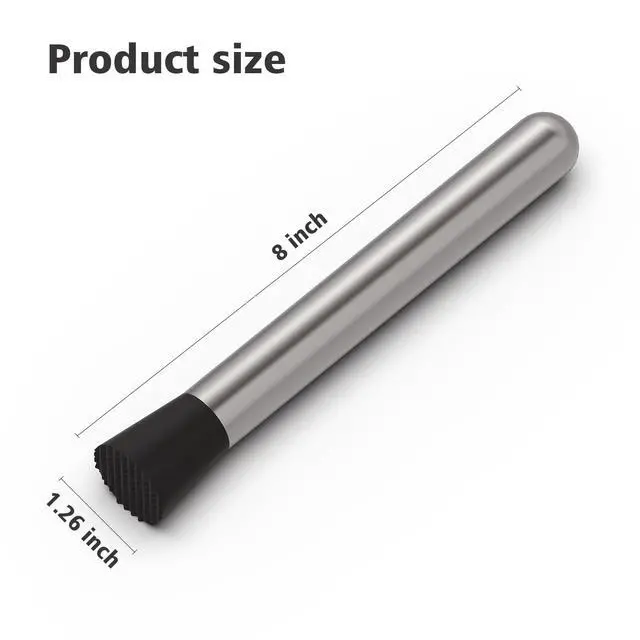 Alt view image 2 of 7 - 8" Muddler for Cocktails, Stainless Steel Cocktail Drink Muddler Bartender Accessories, Lemon Smasher for Home Kitchen Bar Tools, Bartending Supply Ice Crusher for Mojitos Fruit Drinks