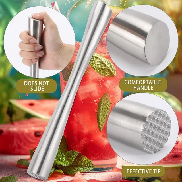 Alt view image 3 of 6 - 2 Pcs 10" Muddler for Cocktails, 304 Stainless Steel Drink Muddlers Bar Accessories Tools for Old Fashioned Cocktail, Mojito, Fruit Drinks, Lemonade