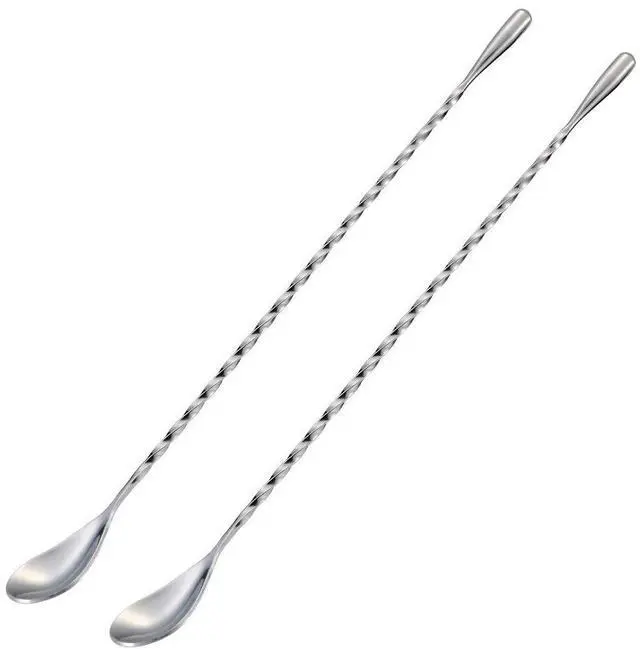 Main image of Bar Spoon Cocktail Mixing Stirrers for Drink, Stainless Steel 12 Inches Long Handle, Silver 2 Pieces