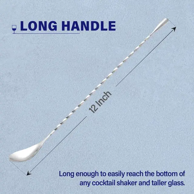 Alt view image 2 of 7 - Bar Spoon Cocktail Mixing Stirrers for Drink, Stainless Steel 12 Inches Long Handle, Silver 2 Pieces
