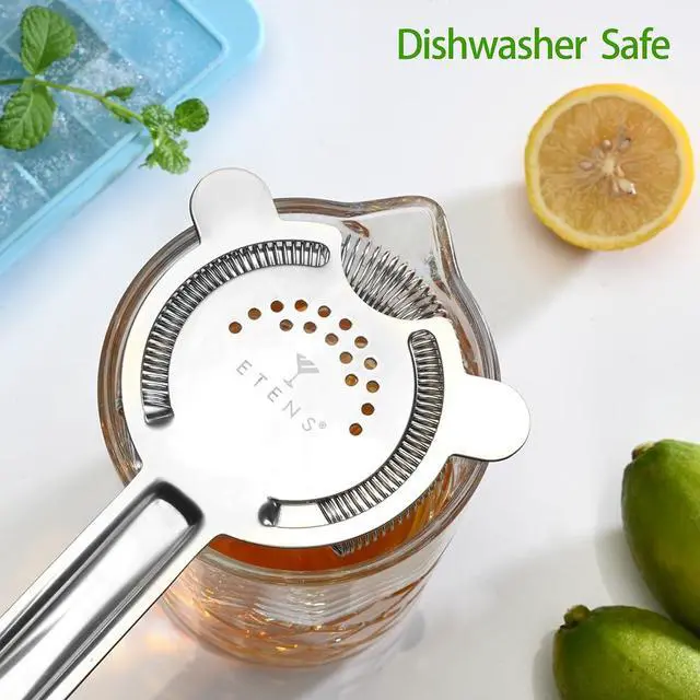 Alt view image 3 of 7 - Cocktail Strainer for Drinks, Bar Strainers for Bartending, Martini Strainer for Boston Shaker Mixing Glass, Bartender Hawthorne Strainer w/Removable Spring Stainless Steel, Silver