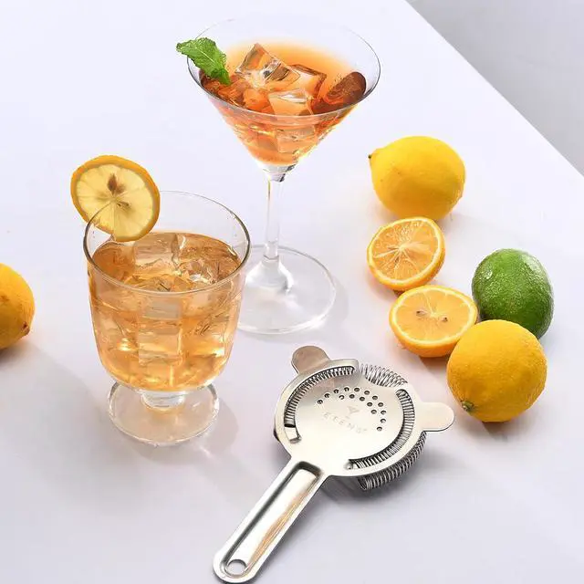 Alt view image 6 of 7 - Cocktail Strainer for Drinks, Bar Strainers for Bartending, Martini Strainer for Boston Shaker Mixing Glass, Bartender Hawthorne Strainer w/Removable Spring Stainless Steel, Silver