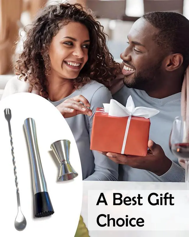 Alt view image 6 of 7 - Professional Bar Tools Set, 8-inch Stainless Steel Muddler, 10-inch Mixing Spoon, Measuring Jigger for Cocktails, Home Bartenders, Mojitos, Margaritas and Fruit-Based Drinks