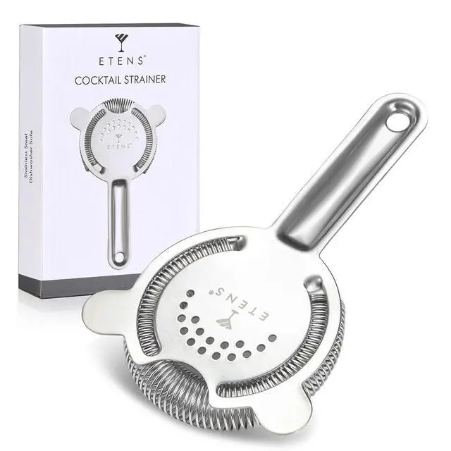 Alt view image 7 of 7 - Cocktail Strainer for Drinks, Bar Strainers for Bartending, Martini Strainer for Boston Shaker Mixing Glass, Bartender Hawthorne Strainer w/Removable Spring Stainless Steel, Silver