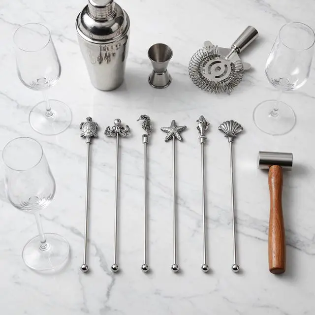 Alt view image 4 of 7 - 7.5" Stainless Steel Cocktail Stirrers with Cute Animal Design, Set of 6 Reusable Swizzle Sticks for Coffee, Martini, Drinks - Dishwasher Safe Metal Bar Tools Stir Sticks
