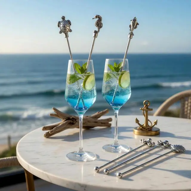 Alt view image 6 of 7 - 7.5" Stainless Steel Cocktail Stirrers with Cute Animal Design, Set of 6 Reusable Swizzle Sticks for Coffee, Martini, Drinks - Dishwasher Safe Metal Bar Tools Stir Sticks
