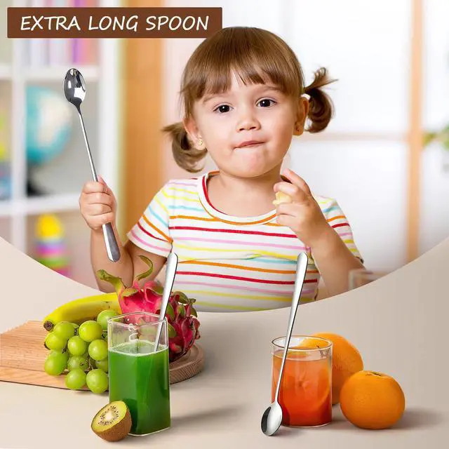 Alt view image 3 of 7 - Ice Tea Spoons, 9-Inch Long Handle Spoons, Stirring Spoon for Ice Cream, Cocktail, Coffee, Tea, Milkshake, 2 PCS