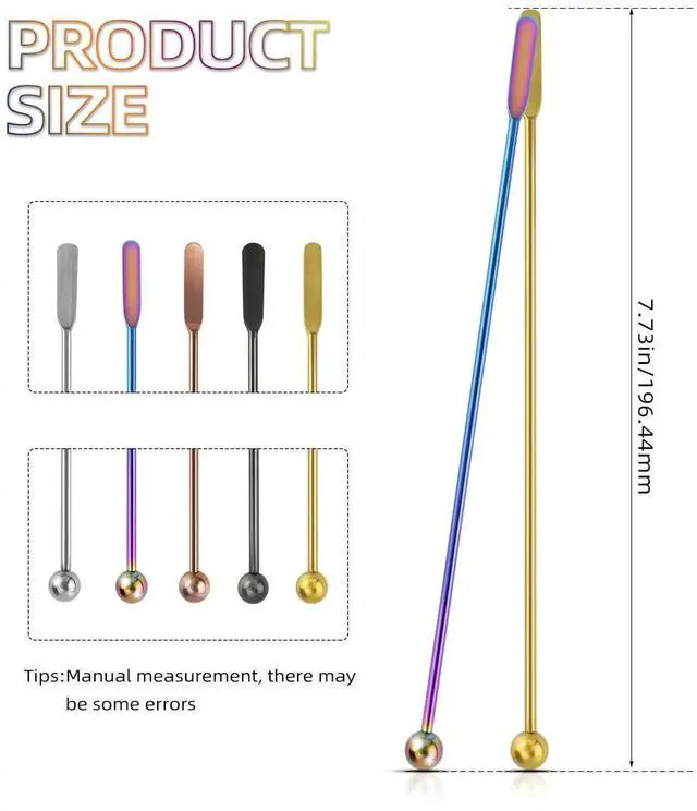 Alt view image 2 of 7 - Coffee Stick Stainless Steel Swizzle Stick Reusable Metal Stir Sticks Cocktail Coffee Drink Stirrer Spoon Beverage Cocktail Stirrers Stir with Small Rectangular Paddles Stirring Bar Set(7.73inch long)
