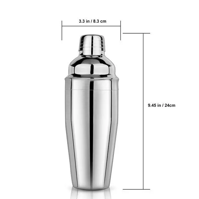 Alt view image 3 of 7 - Cocktail Shaker 24oz Martini Shaker Drink Shaker Bar tools with Built-In Strainer for Bartender, Professional 18/8 Stainless Steel Margarita Mixer for Mixed Drinks