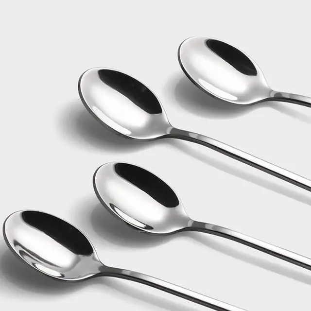 Alt view image 3 of 6 - Stainless Steel Long Handle Iced Tea Spoons, Stirring Spoon, Ice Cream Spoon, 8.78-Inch/22.3CM Long Teaspoons for Stirring Coffee, Mixing Cocktail, Mixing Milk Tea, Silver Spoons Set of 4