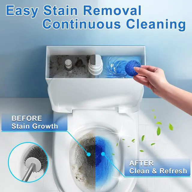 Alt view image 3 of 7 - Toilet Bowl Cleaners, Automatic Toilet Tank Cleaner Tablets, Blue Toilet Bowl Cleaner Tablets for Deodorizing & Descaling, Powerful Cleaning, Slow-Release Against Tough Stains 20 Pack