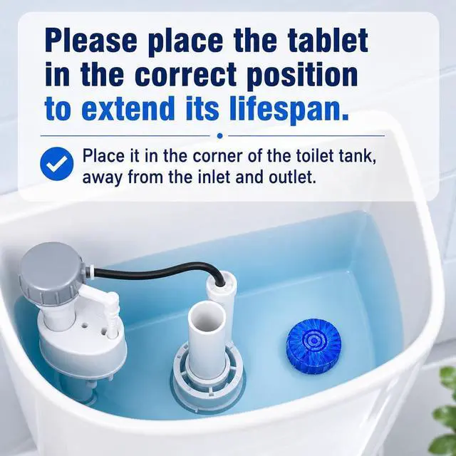 Alt view image 7 of 7 - Toilet Bowl Cleaners, Automatic Toilet Tank Cleaner Tablets, Blue Toilet Bowl Cleaner Tablets for Deodorizing & Descaling, Powerful Cleaning, Slow-Release Against Tough Stains 20 Pack