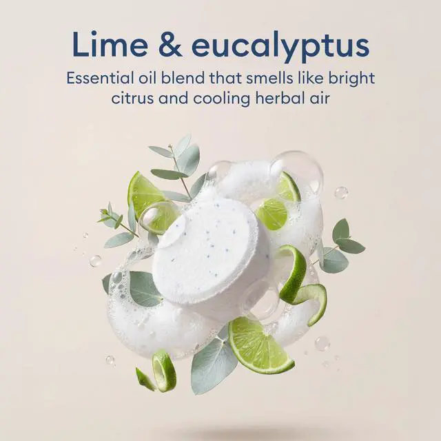 Alt view image 5 of 7 - Probiotic Toilet Bowl Cleaner Tablets, 12 Count - Lime & Eucalyptus, Citric Acid + Oxygen Bleach Fizzing Formula, Dissolves Hard Water Stains & Limescale, Plant-Based, Septic Safe, Plastic-Free