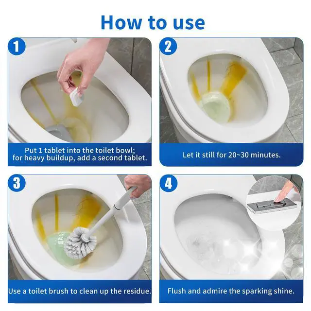 Alt view image 5 of 6 - Toilet Bowl Cleaner Tablets, Leaves Bowl Sanitary, Freshens, Deodorizes, Descales & Repels Tough Stains, Helps Prevent Limescale Buildup, Safe for Septic Tanks, 24 Pack 1 Year Supply