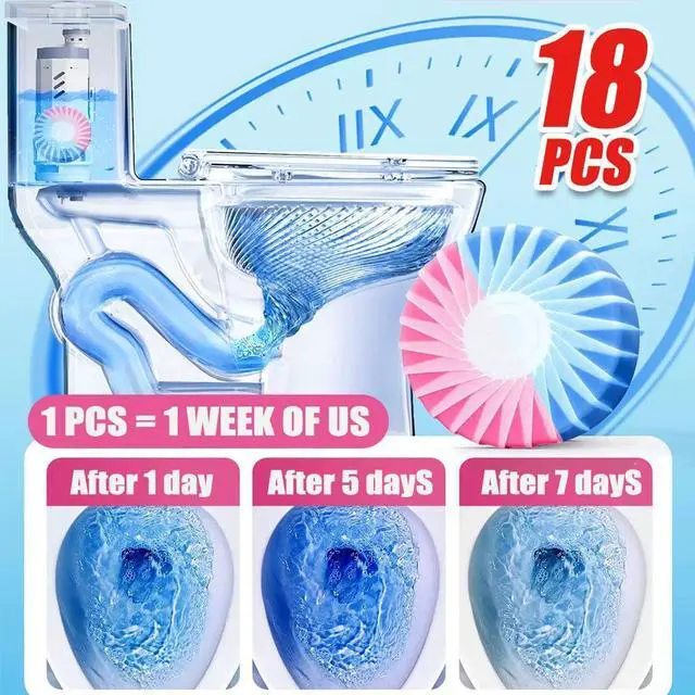 Alt view image 3 of 7 - 18 Count Automatic Toilet Cleaner Tablets, Toilet Bowl Cleaner Tablets, Bathroom Toilet Tank CleanerBlue Cleaning Tabs for Bathroom Tank