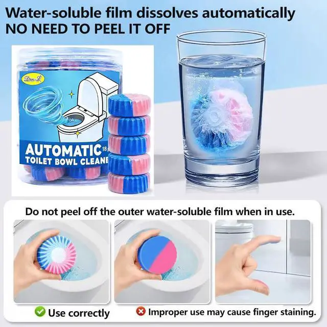 Alt view image 6 of 7 - 18 Count Automatic Toilet Cleaner Tablets, Toilet Bowl Cleaner Tablets, Bathroom Toilet Tank CleanerBlue Cleaning Tabs for Bathroom Tank