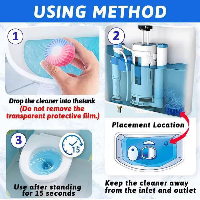 Alt view image 5 of 7 - 18 Count Automatic Toilet Cleaner Tablets, Toilet Bowl Cleaner Tablets, Bathroom Toilet Tank CleanerBlue Cleaning Tabs for Bathroom Tank