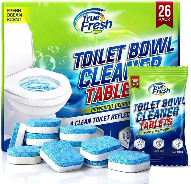 Main image of Toilet Bowl Cleaner Tablets 26 Pack Deodorizer & Septic Safe Deep Cleaning, Odor Eliminator, Stain Remover for Long-Lasting Freshness Fresh Ocean Scent