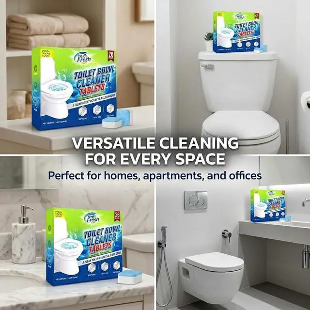 Alt view image 6 of 7 - Toilet Bowl Cleaner Tablets 26 Pack Deodorizer & Septic Safe Deep Cleaning, Odor Eliminator, Stain Remover for Long-Lasting Freshness Fresh Ocean Scent