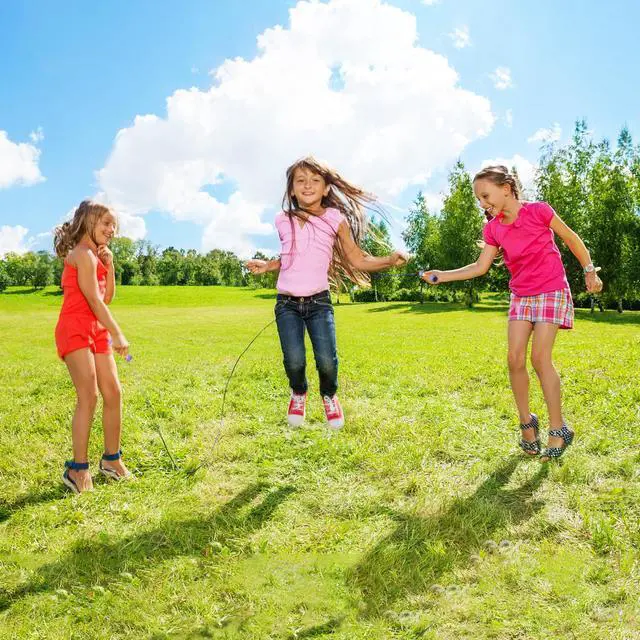Alt view image 2 of 7 - Jump Rope for Kids-Adjustable Cotton Braided Skipping Rope with Wooden Handle for Toddler Fitness Workout Exercise Outdoor Activity