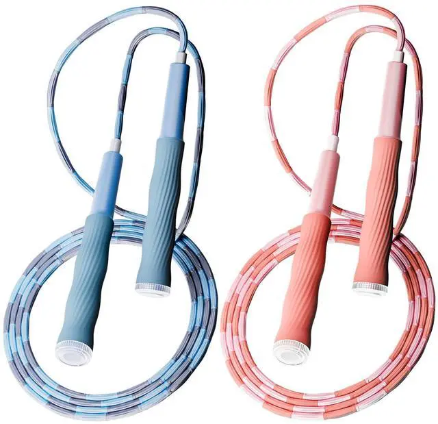 Main image of 2 Pack Beaded Jump Rope for Kids, Upgraded Segmented Jumping Rope for Workout, Adjustable Skipping Rope Speed Rope for Men & Women, Tangle-Free Kids Jump Rope with Soft Non-slip Handles