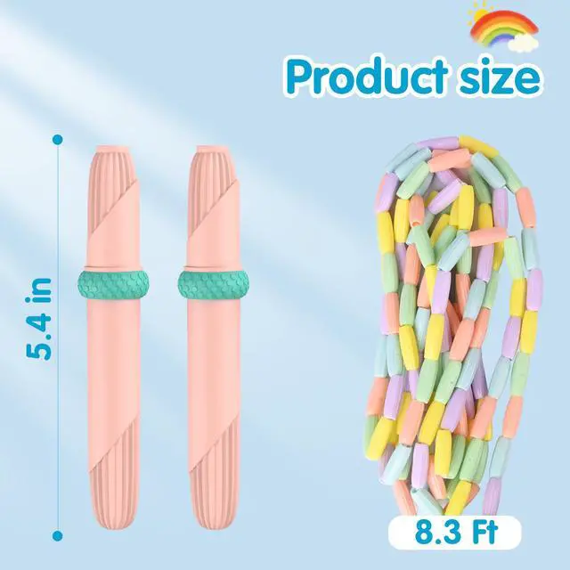Alt view image 4 of 7 - Beaded Jump Rope, Segmented Skipping Rope for Kids Adults, Adjustable Tangle-Free Toddler Jumping Rope for Fitness Exercise Training (Pink)