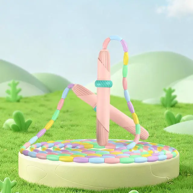 Alt view image 7 of 7 - Beaded Jump Rope, Segmented Skipping Rope for Kids Adults, Adjustable Tangle-Free Toddler Jumping Rope for Fitness Exercise Training (Pink)