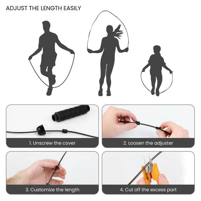 Alt view image 3 of 6 - Adjustable 10 ft Jump Ropes for Fitness - Skipping Rope for Exercise with Comfortable Foam Handles - No Tangle Long PVC Jump Rope for Muay Thai, Boxers & Exercises