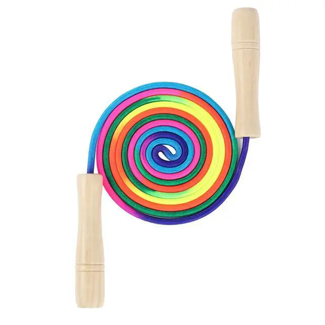 Alt view image 4 of 4 - Jump Rope Kids, 8.5ft Adjustable Cotton Skipping Rope with Wooden Handle for Boys and Girls Fitness Outdoor Exercise (Rainbow color)