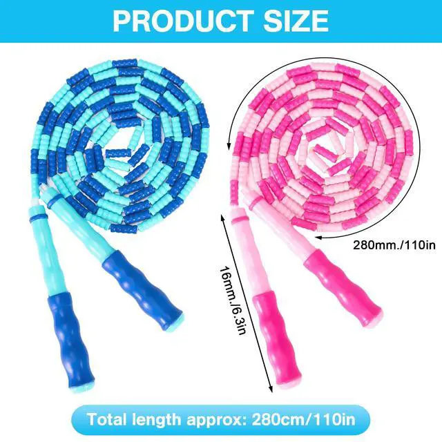 Alt view image 4 of 7 - 2 Pack Jump Rope for Kids, Adjustable Tangle-Free Soft Beaded Skipping Rope, Segmented Soft Beaded Skipping Rope, 9.2 FT Segmented Jumping Rope, Fitness Workout Exercise for Kids, Man, and Women