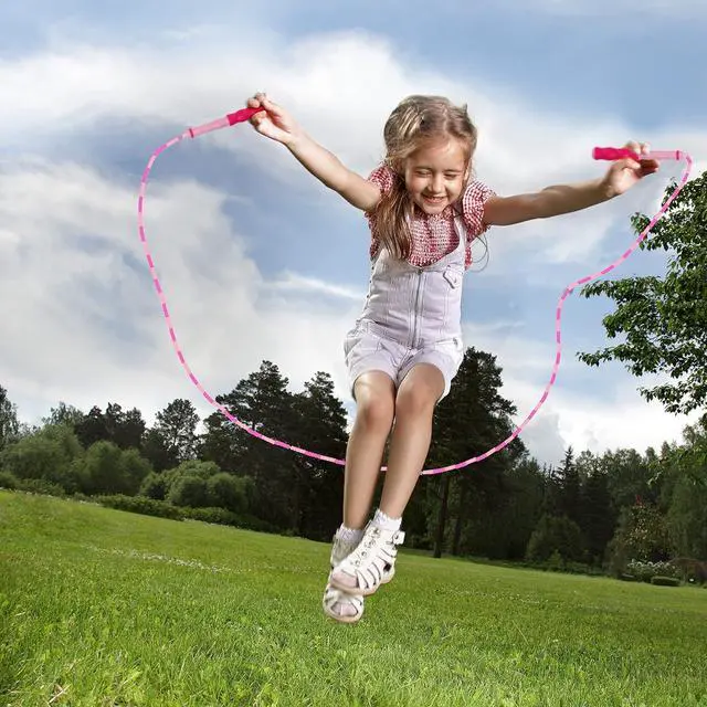 Alt view image 2 of 7 - Soft Bead Jump Rope,Adjustable Fitness Skipping Rope for Men, Women and Kids Keeping Fit, Training (Pink+Purple)