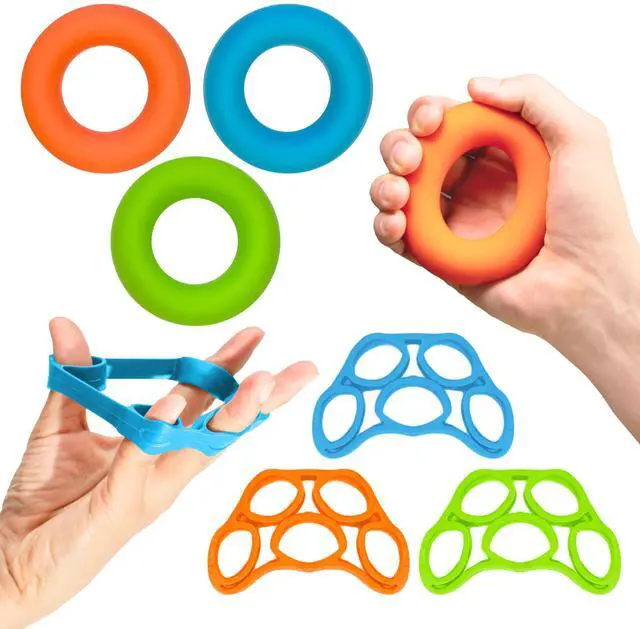 Main image of Hand Grip Strengthener, Finger Exerciser, Grip Strength Trainer 6 Pieces Kit for Finger, Wrist, Carpal Tunnel, Arthritis Pain Relief. Stress Relief - Occupational Equipment for Disabled