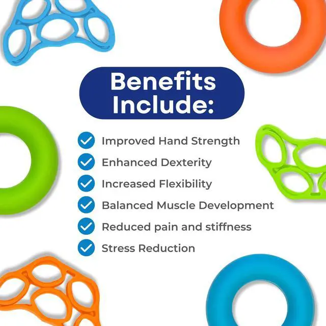 Alt view image 6 of 7 - Hand Grip Strengthener, Finger Exerciser, Grip Strength Trainer 6 Pieces Kit for Finger, Wrist, Carpal Tunnel, Arthritis Pain Relief. Stress Relief - Occupational Equipment for Disabled