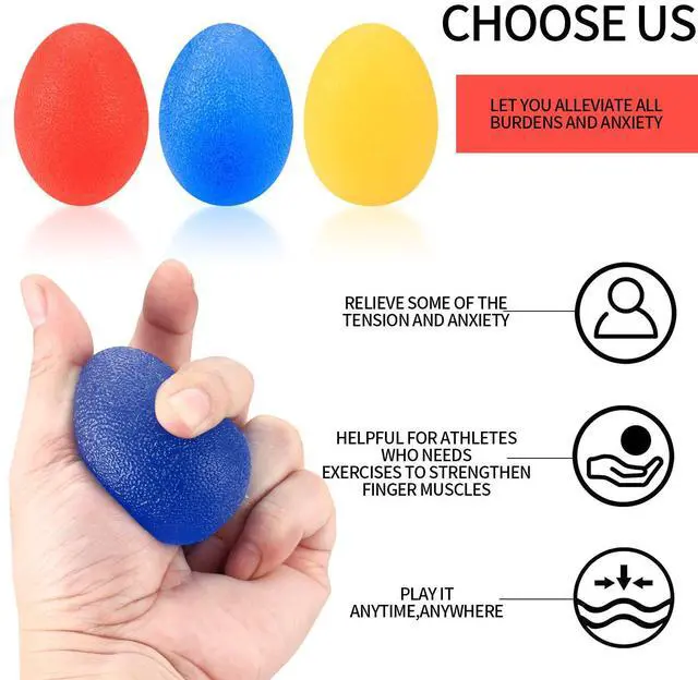 Alt view image 3 of 7 - 3 Pcs Hand Grip Strength Balls with 2 Pcs Finger Strengthener, Wrist Grip Strengthener Trainer, Stress Relief Balls Trainr Hand Balls, Hand Exerciser Squeezer for Adults Hand Workout