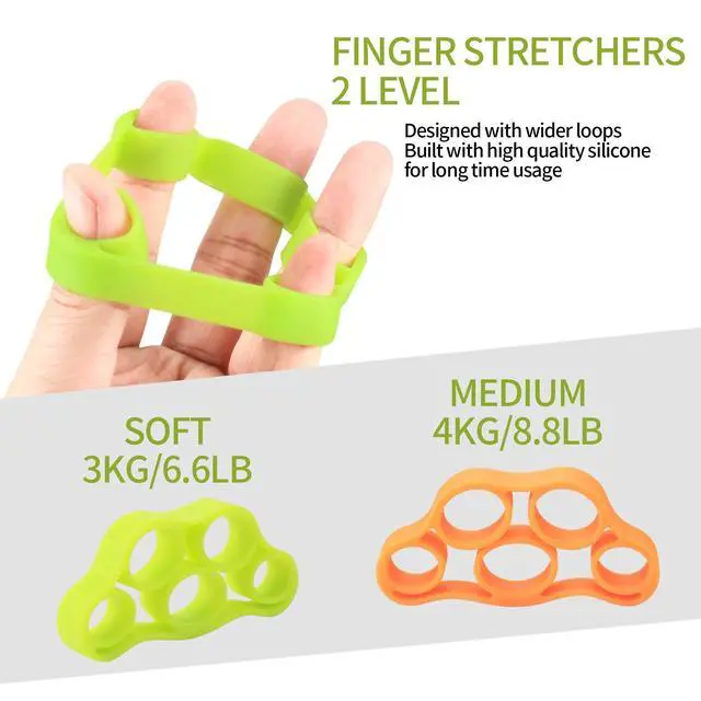 Alt view image 4 of 7 - 3 Pcs Hand Grip Strength Balls with 2 Pcs Finger Strengthener, Wrist Grip Strengthener Trainer, Stress Relief Balls Trainr Hand Balls, Hand Exerciser Squeezer for Adults Hand Workout