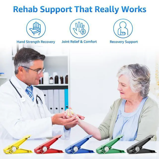 Alt view image 5 of 6 - Finger Exerciser Set 5 Resistance Clips for Hand Therapy, Grip Strength & Dexterity Ideal Finger Strengthener for Rehab, Stroke Recovery, Arthritis, Seniors & Athletes
