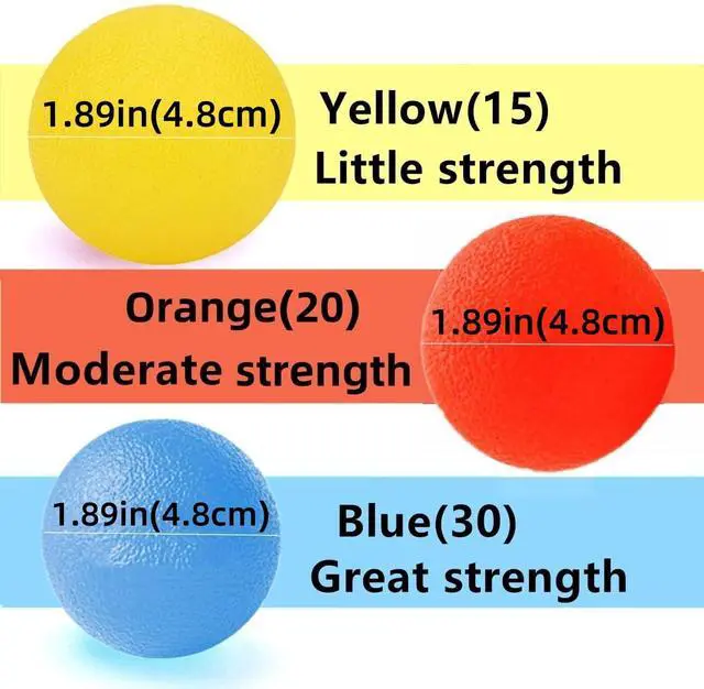 Alt view image 3 of 6 - 3 Resistance Levels Hand Exercise Balls, Stress Balls for Adults, Squeeze Balls for Physical Therapy, Hand Grip Strength Trainer Hand Squeezers for Strength, Wrist Forearm Finger Exerciser