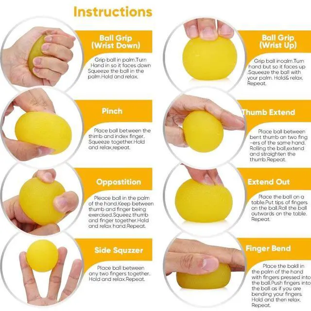 Alt view image 5 of 6 - 3 Resistance Levels Hand Exercise Balls, Stress Balls for Adults, Squeeze Balls for Physical Therapy, Hand Grip Strength Trainer Hand Squeezers for Strength, Wrist Forearm Finger Exerciser