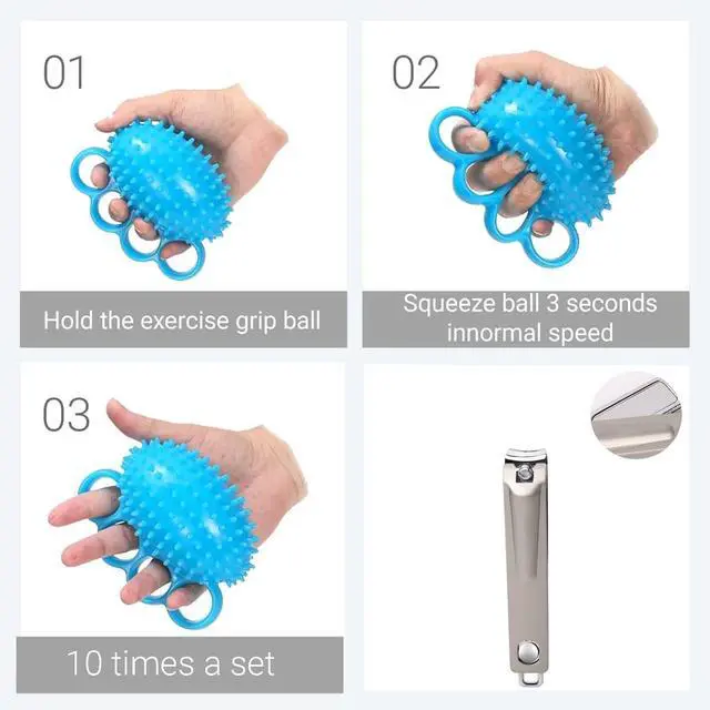 Alt view image 5 of 7 - Finger Exerciser Hand Squeeze Ball for Adults, Hand Grip Strength Trainer with Nail Clippers, Pain Relief & Improve Flexibility, Hand Exercisers for Rehab, Arthritis, Carpal Tunnel