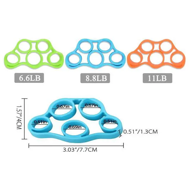 Alt view image 2 of 7 - 3pcs Finger Stretcher Exerciser, Hand Grip Strengthener, Hand Exerciser,Forearm Exerciser Trainer Silicone Rings for Muscle & Rehabilitation